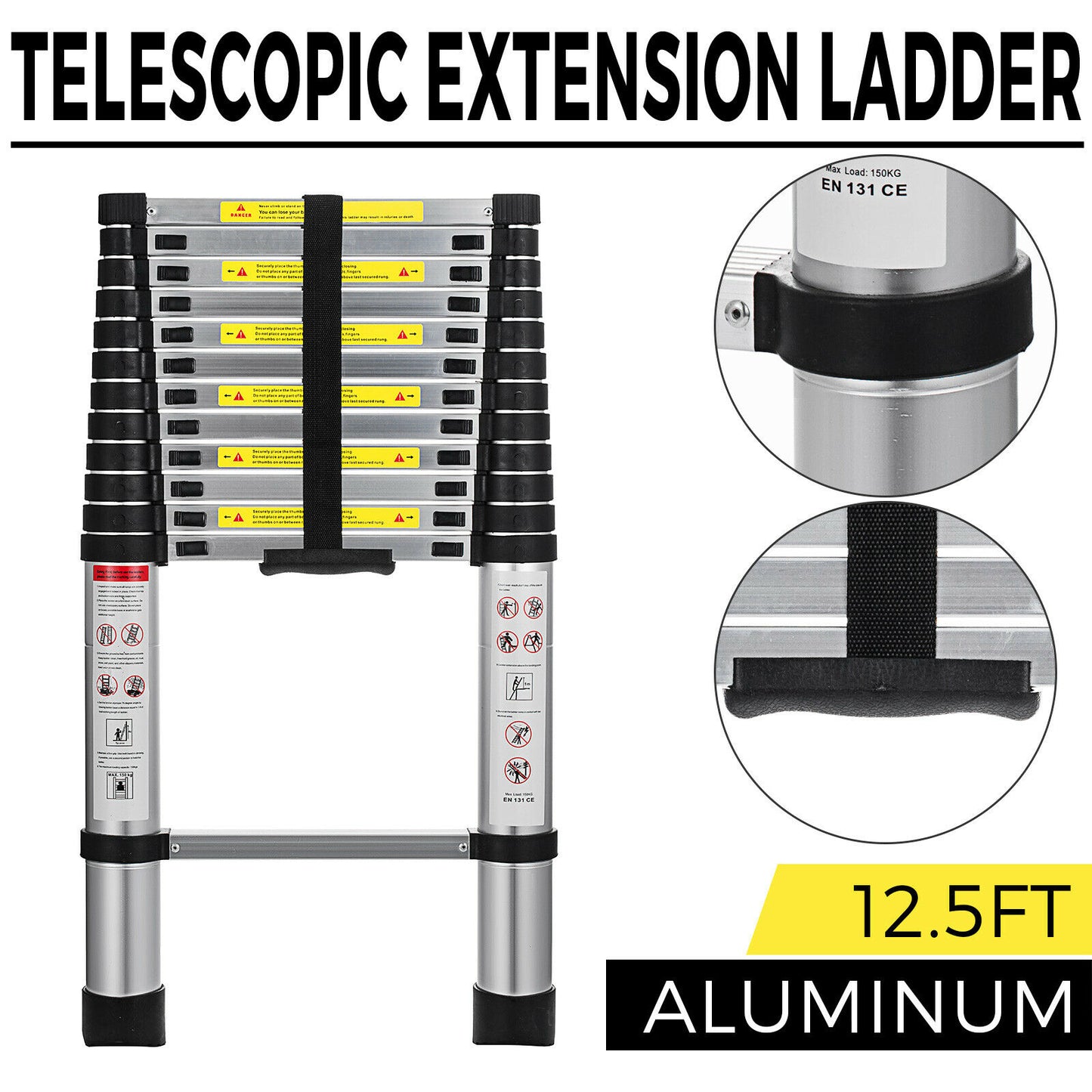 Aluminum Folding 12.5 FT Telescopic Extension Ladder